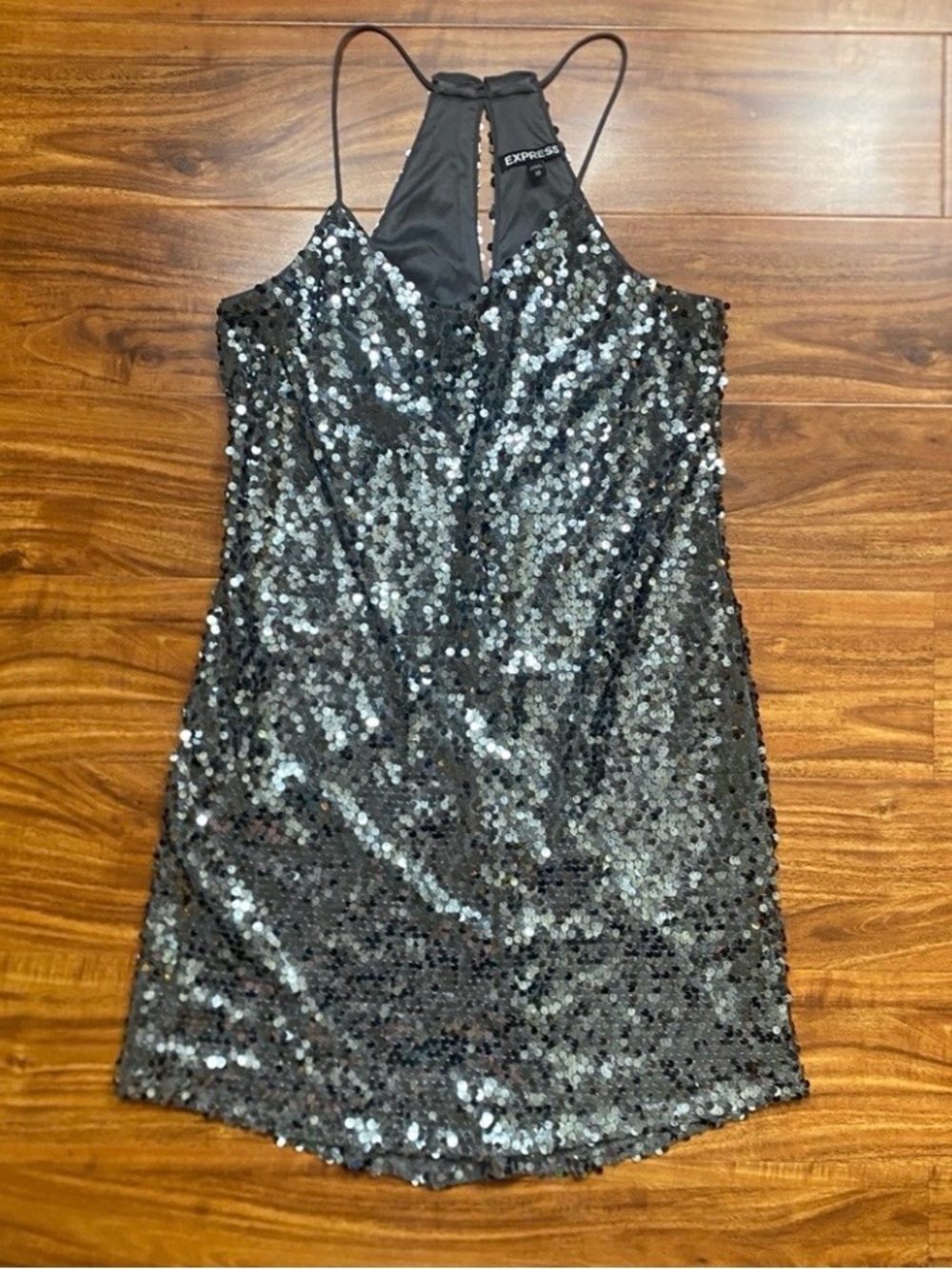 Express Women's Gray Sequins Racerback Mini Dress Size XS Party Maximalist Girly